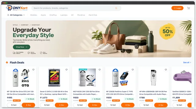 Illustrative e-commerce storefront