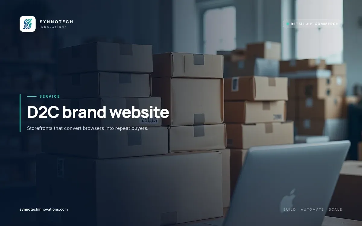 D2C brand website by Synnotech Innovations: Storefronts that convert browsers into repeat buyers.
