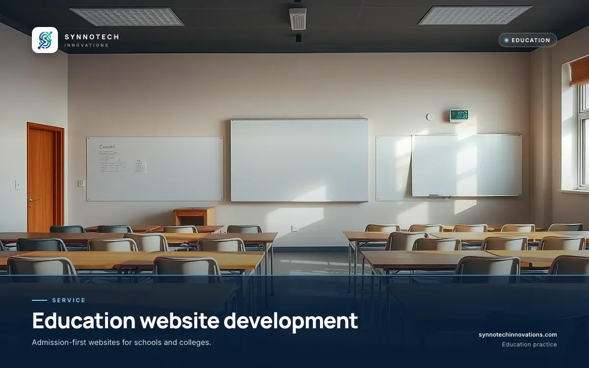 Education website development by Synnotech Innovations: Admission-first websites for schools and colleges.