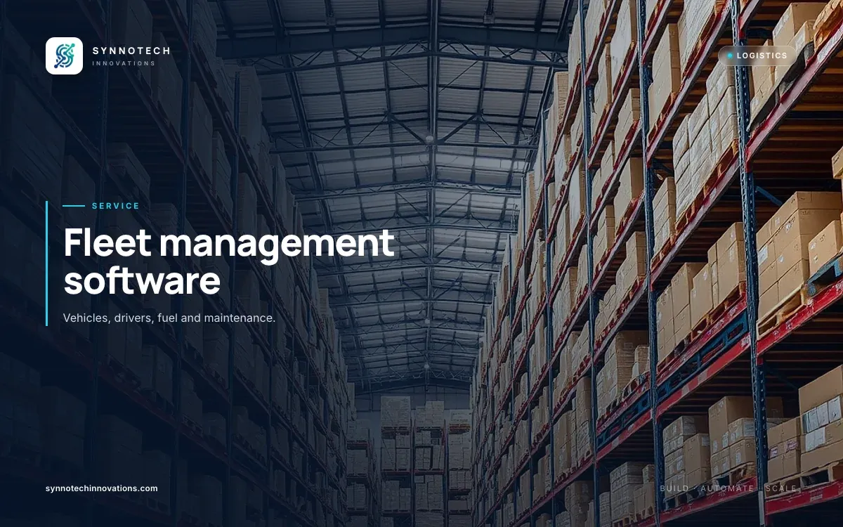 Fleet management software by Synnotech Innovations: Vehicles, drivers, fuel and maintenance.