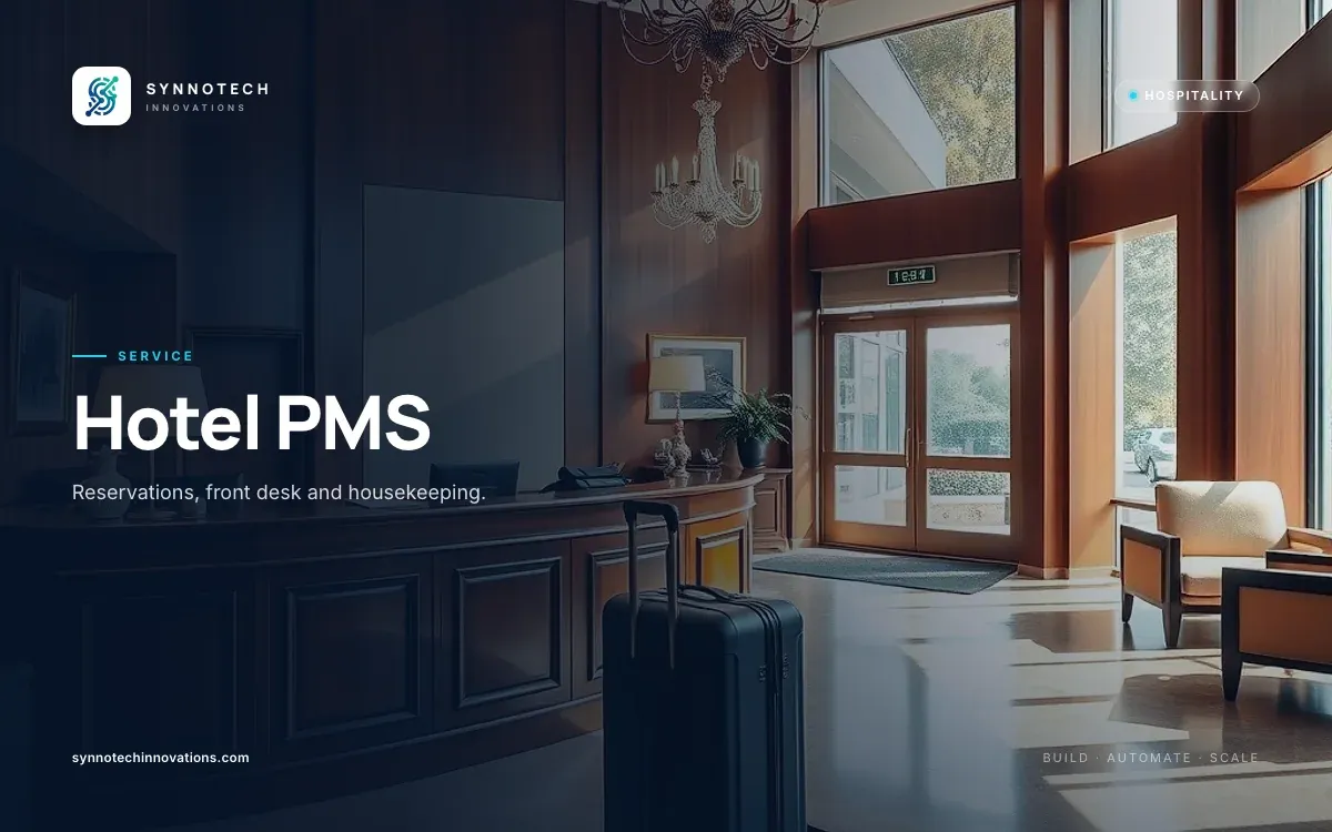 Hotel PMS by Synnotech Innovations: Reservations, front desk and housekeeping.