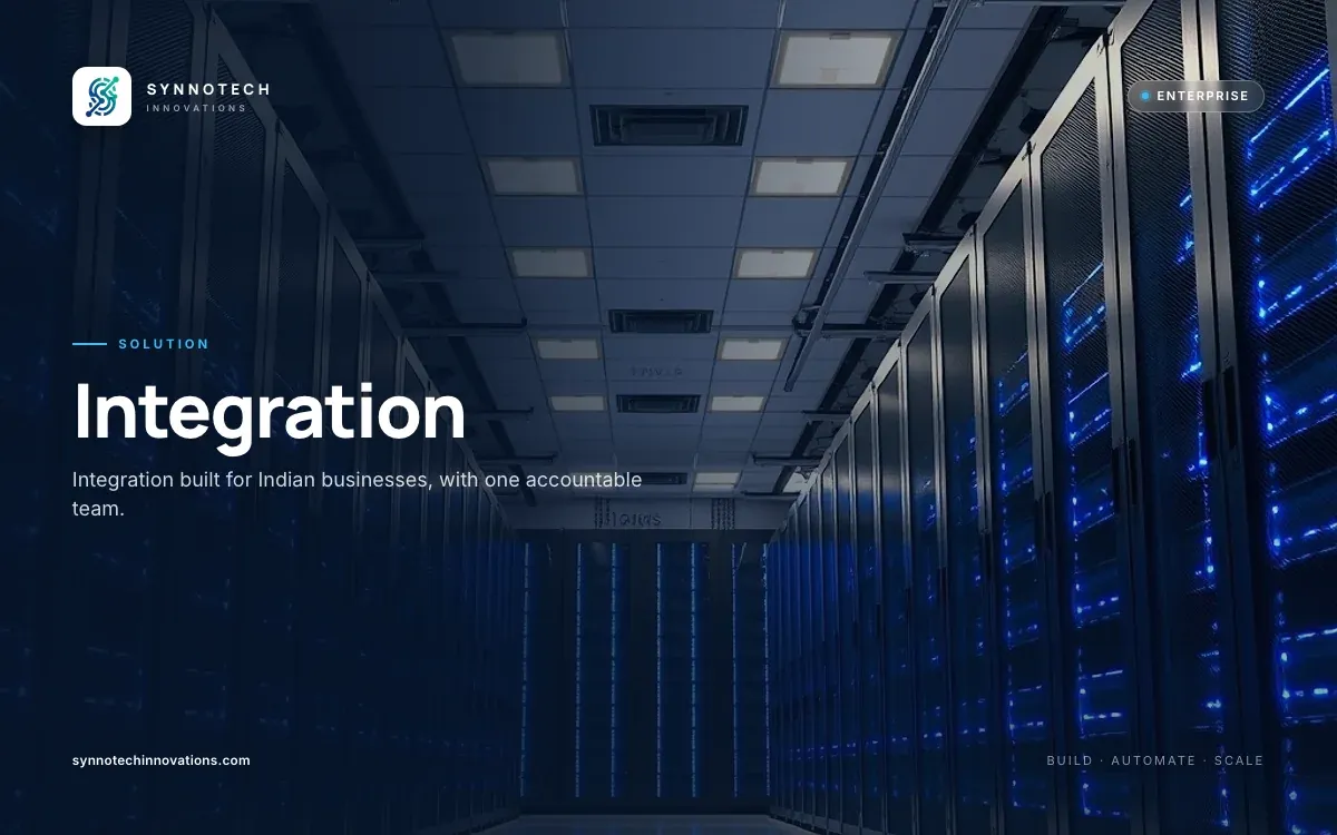 Integration by Synnotech Innovations: Integration built for Indian businesses, with one accountable team.