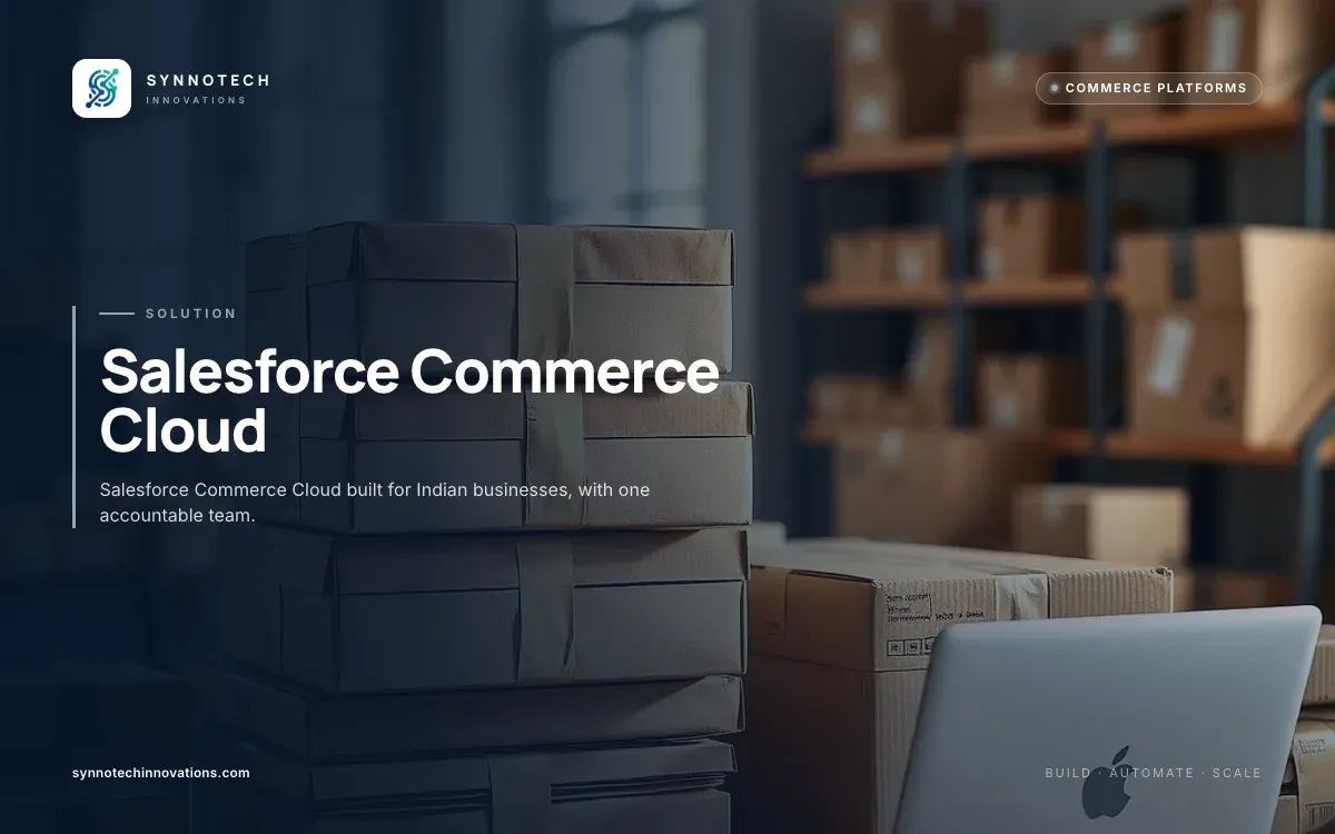 Salesforce Commerce Cloud by Synnotech Innovations: Salesforce Commerce Cloud built for Indian businesses, with one accountable team.