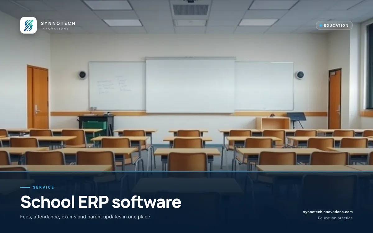 School ERP software by Synnotech Innovations: Fees, attendance, exams and parent updates in one place.