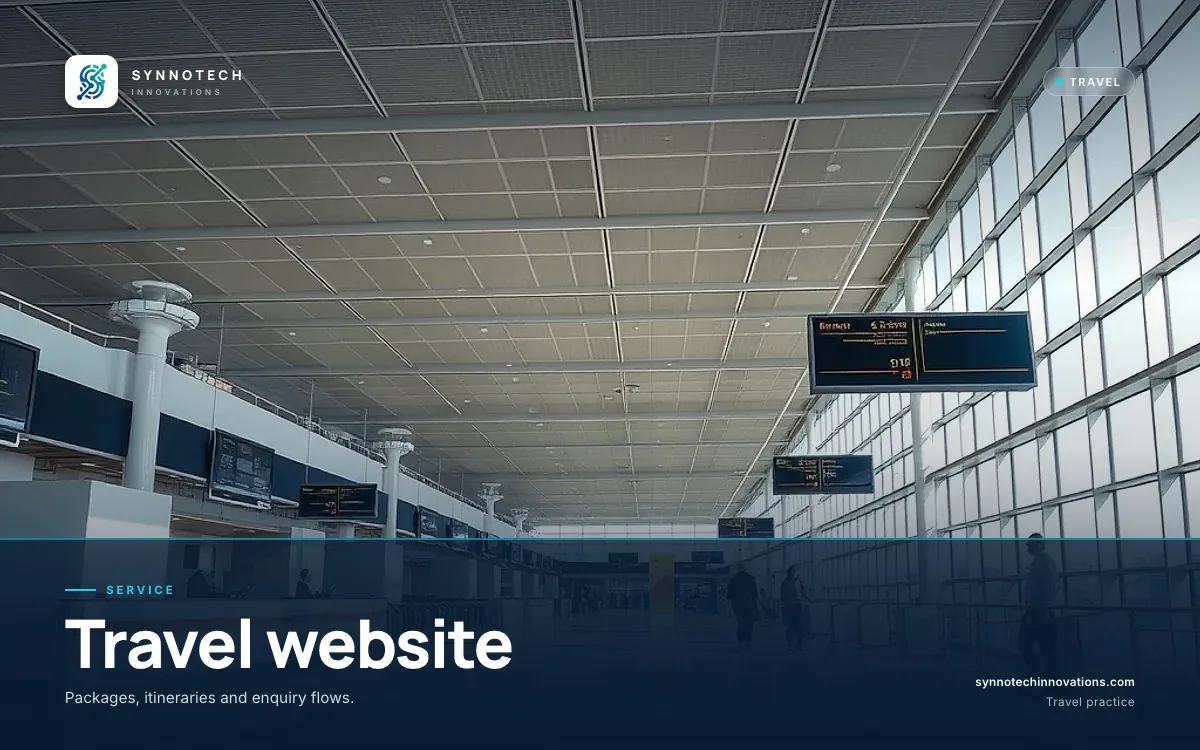 Travel website by Synnotech Innovations: Packages, itineraries and enquiry flows.