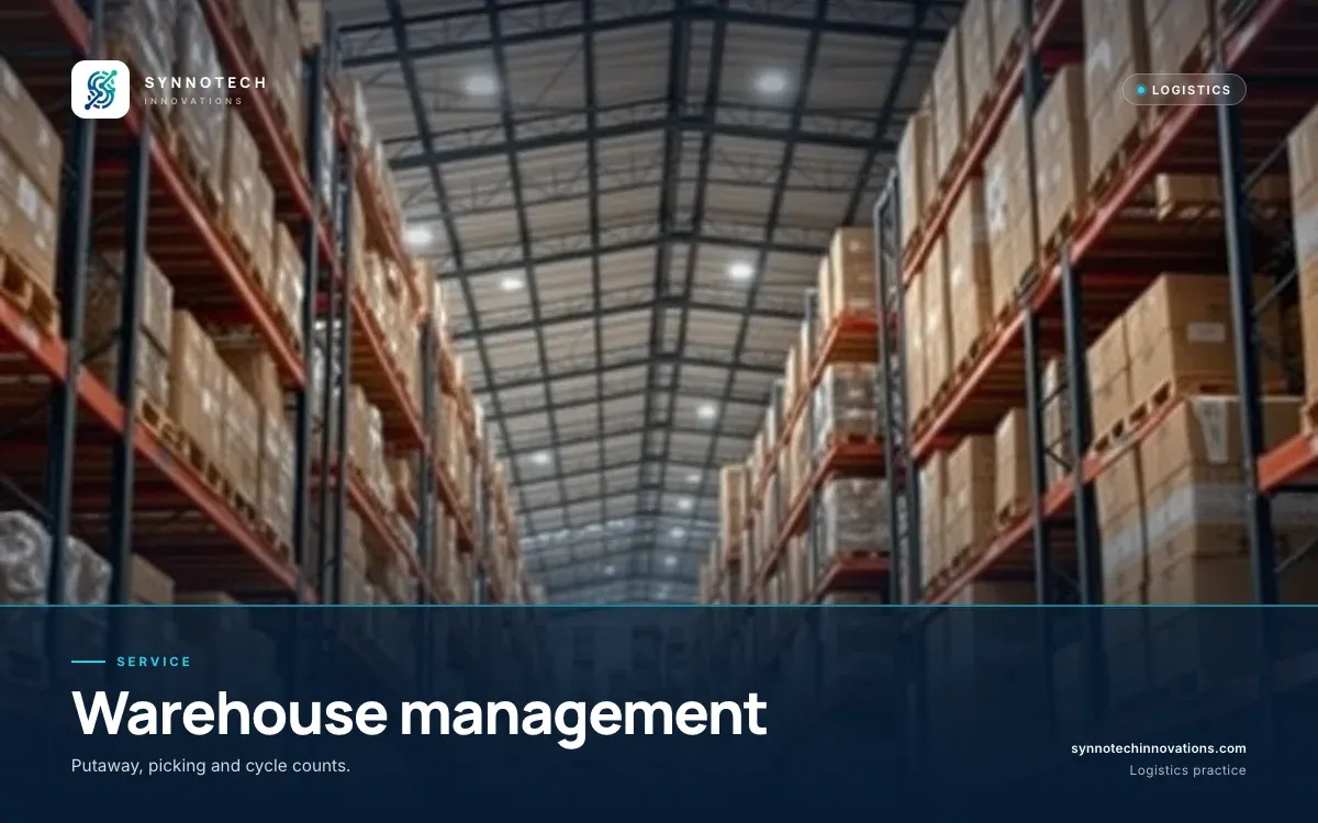 Warehouse management by Synnotech Innovations: Putaway, picking and cycle counts.