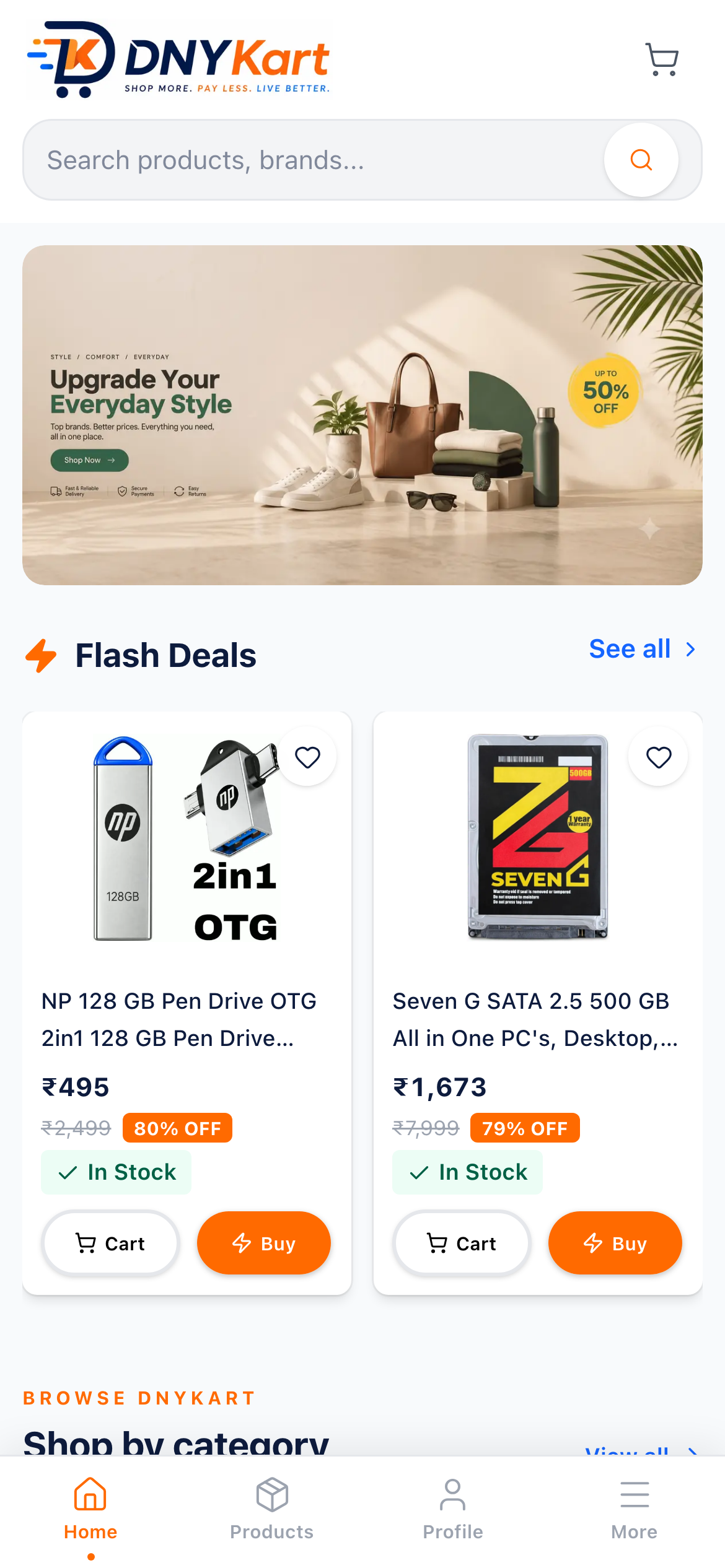 Dnykart shopping app preview